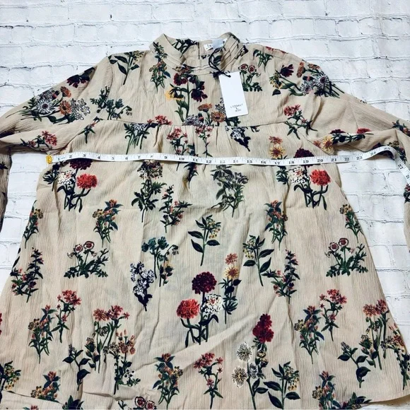 NWT Loveriche Boho Botanical Floral High Neck LS Keyhole Blouse Top Size L - Picture 5 of 12